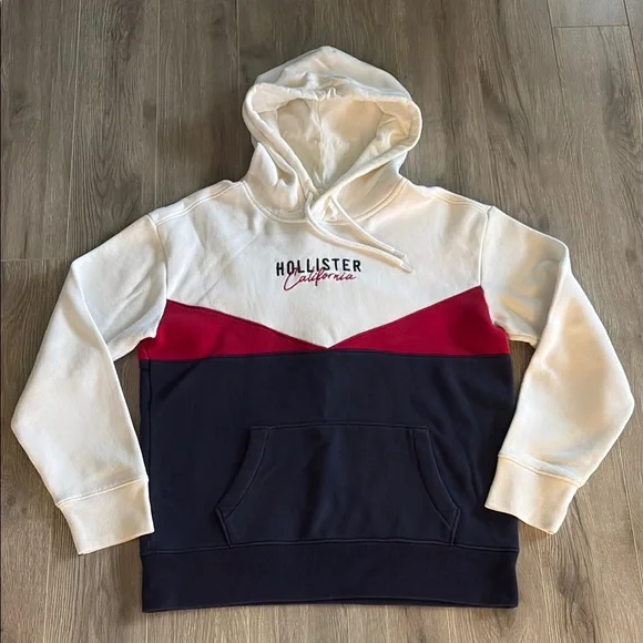 Hollister Shirts Hollister Red And Blue Colorblocked Hoodie